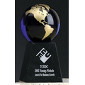 Cobalt Blue Glass World Globe Award w/ Base (4")